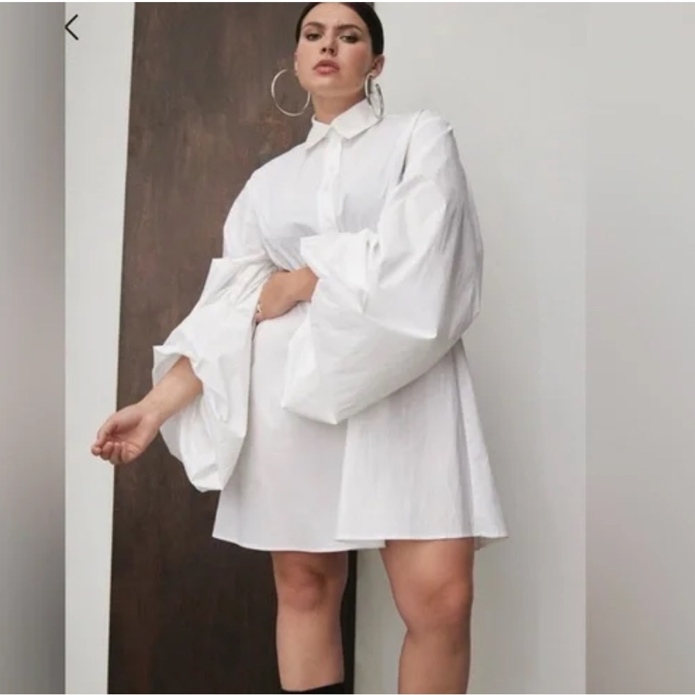 NWT Eloquii Shirred Sleeve Shirt Dress